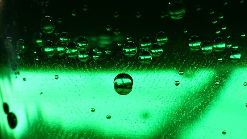 Bubbles in Green Liquid — Dramatic