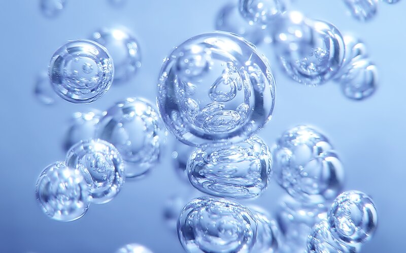 Bubbles in Liquid — Blue, Calm, Photograph, White