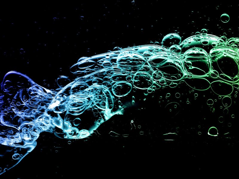Bubbles in Liquid — Blue, Dramatic