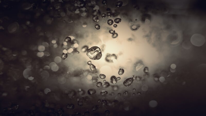 Bubbles in Liquid — Brown, Dramatic, Photograph
