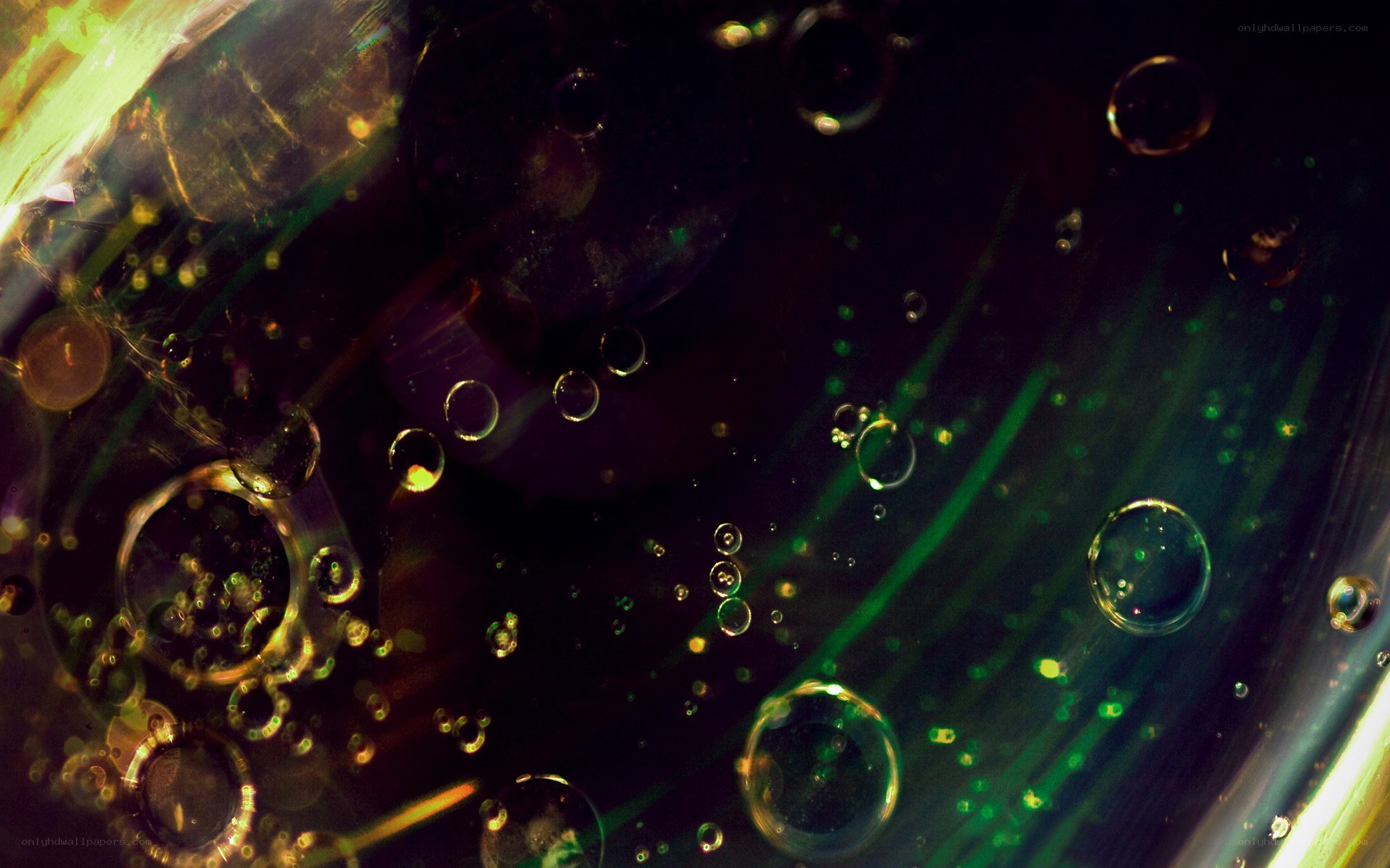 bubbles in liquid under light