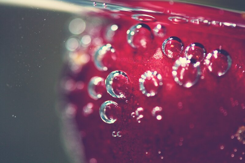 bubbles in red liquid