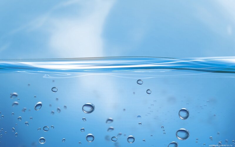 Bubbles in Water — Blue, Calm, Photograph, Air Bubbles, Water Surface