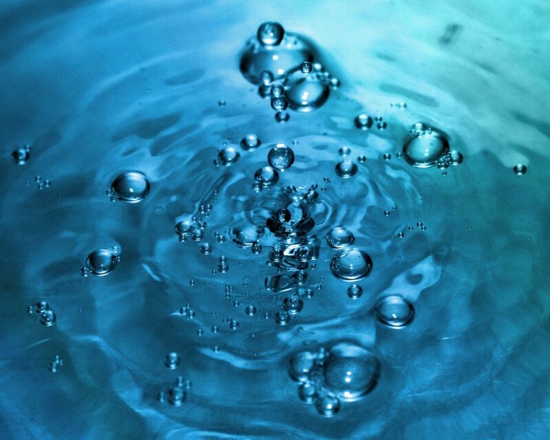 Bubbles in Water — Blue, Calm, Photograph, Ripples