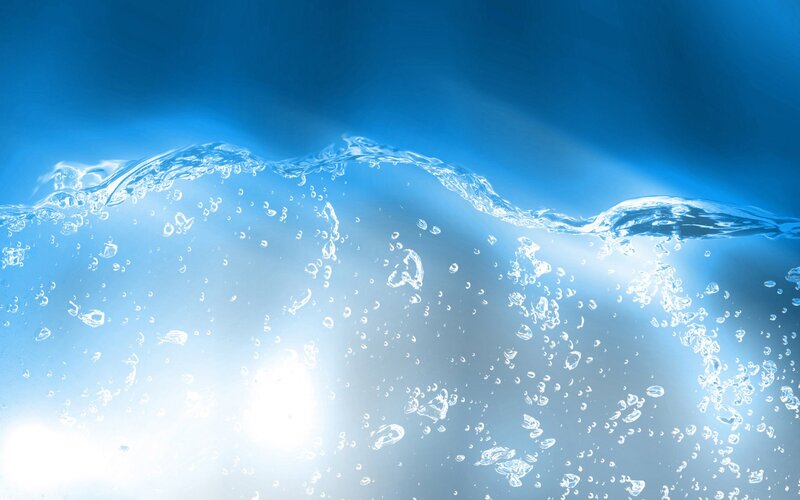 Bubbles in Water — Blue, Calm, Photograph, Waves, Light