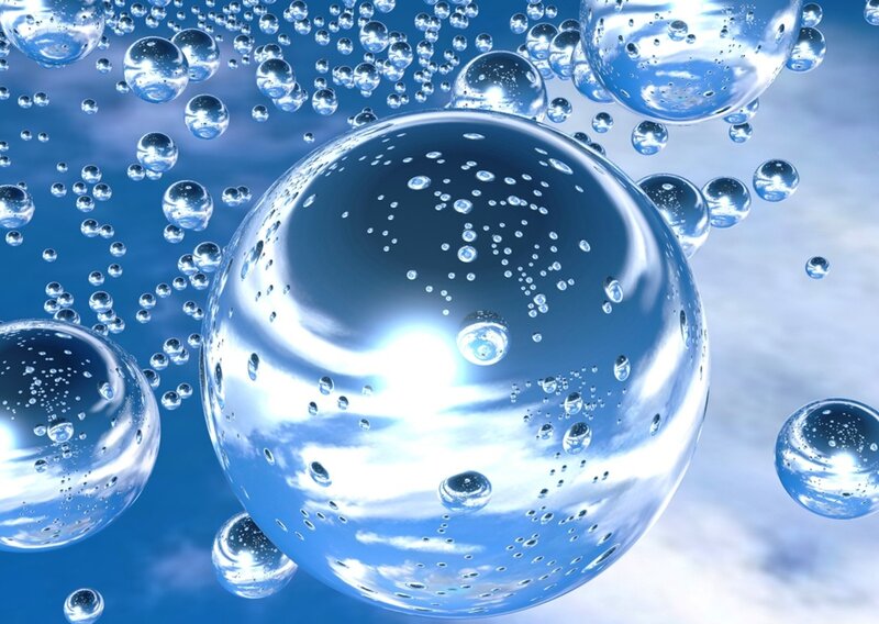 Bubbles in Water — Blue, Serene, 3d Render, Reflection