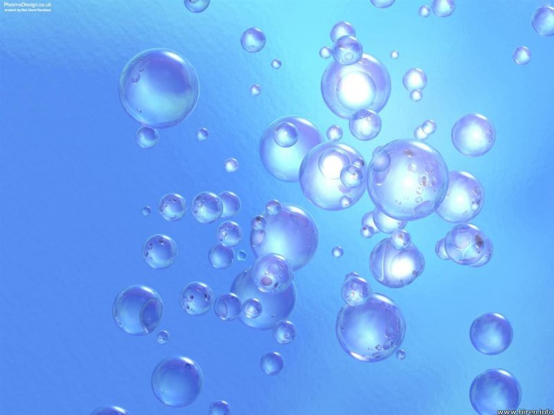 Bubbles in Water — Blue, Serene, Digital Art, Light