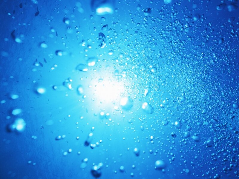 Bubbles in Water — Blue, Serene, Photograph, Light Source