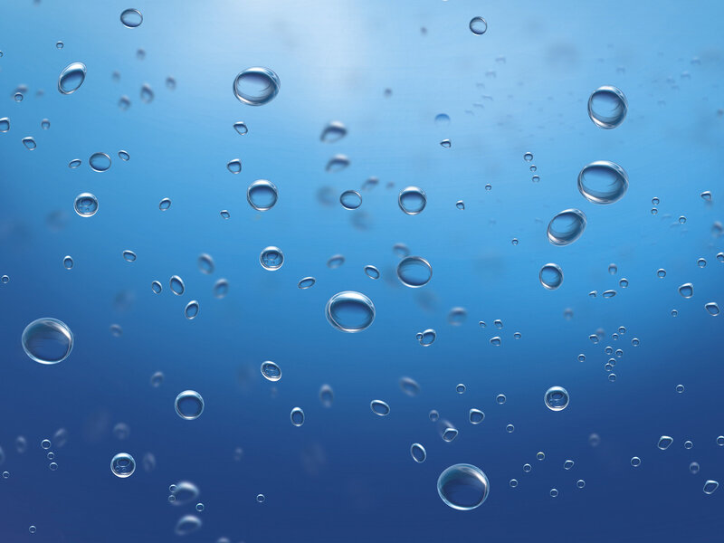 Bubbles in Water — Blue, Serene, Photograph