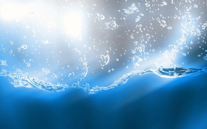 Bubbles in Water — Blue, Serene, Photograph, Waves