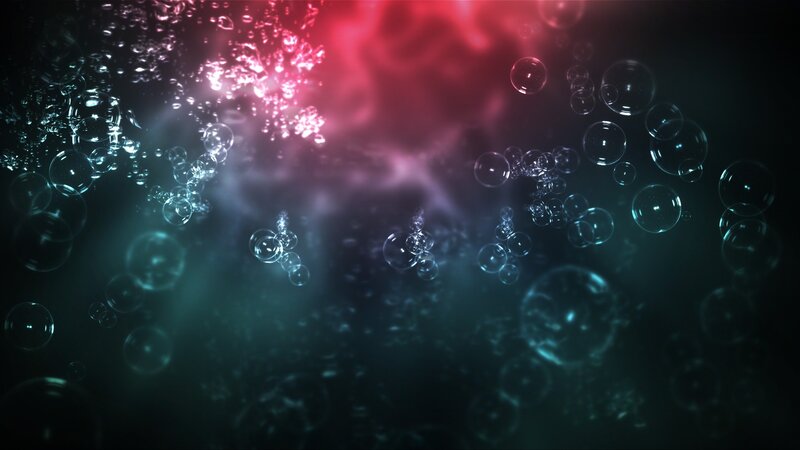 Bubbles in Water — Red, Dramatic, Digital Art, Light, Color, Blue