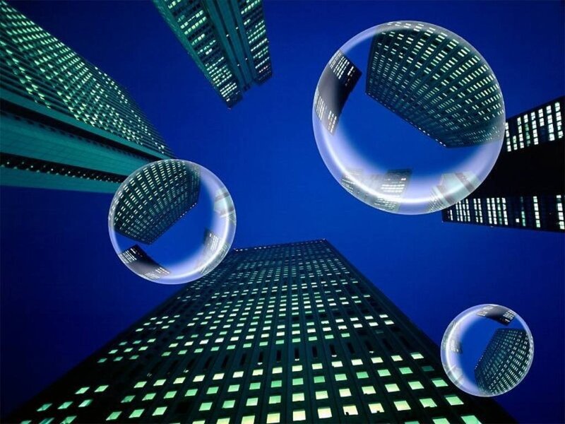 Bubbles over city skyscrapers
