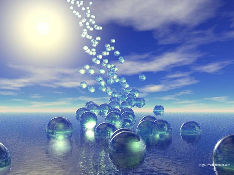 Bubbles rising from ocean