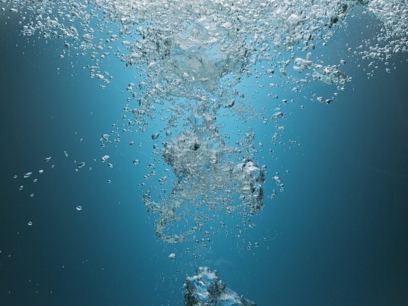 Bubbles Rising Underwater — Blue, Photograph
