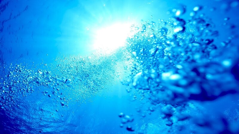 Bubbles Rising Underwater — Blue, Serene, Afternoon