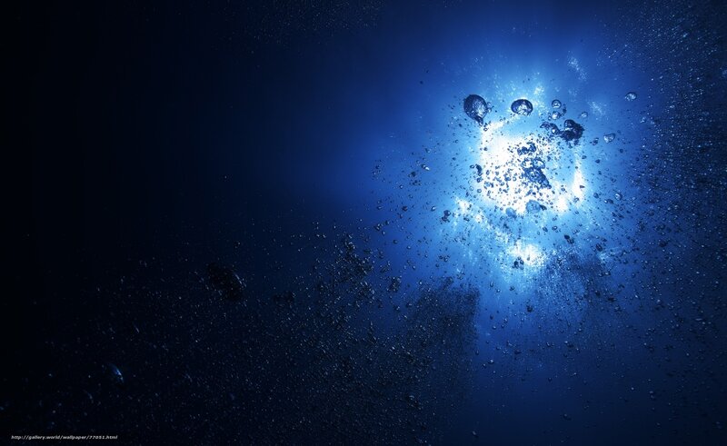 Bubbles Rising Underwater — Blue, Serene, Photograph, Light