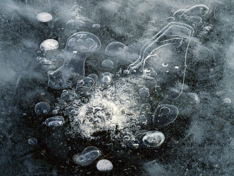 Bubbles trapped in ice