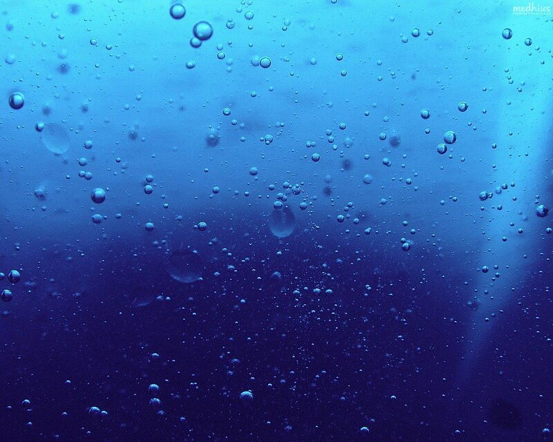 Bubbles Underwater — Blue, Serene, Photograph, Dark Blue