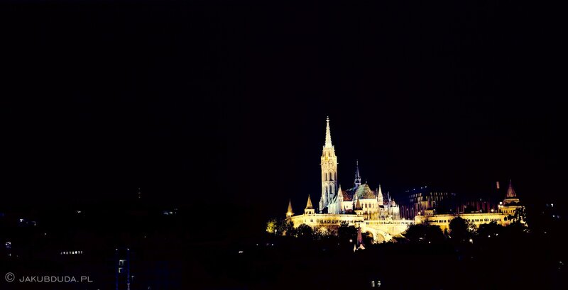 Buda Castle at Night — Black, Dramatic, Photograph