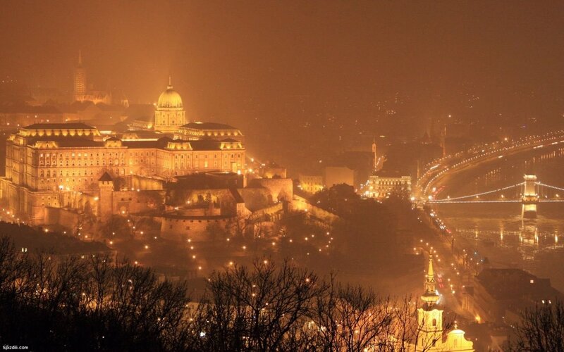 Buda Castle at Night — Orange, Dramatic