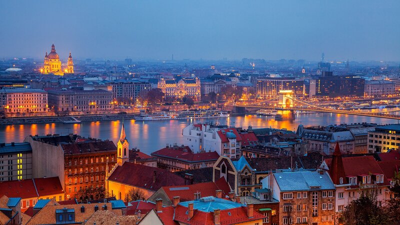 Buda Cityscape at Dusk — Blue, Serene