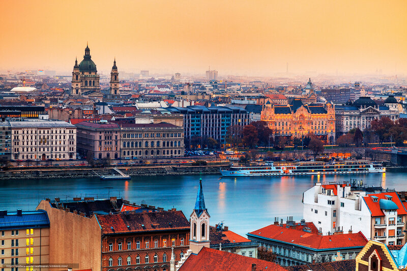 Buda Cityscape at Dusk — Orange, Serene, Sunset