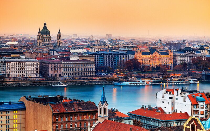 Buda Cityscape at Dusk — Orange, Serene