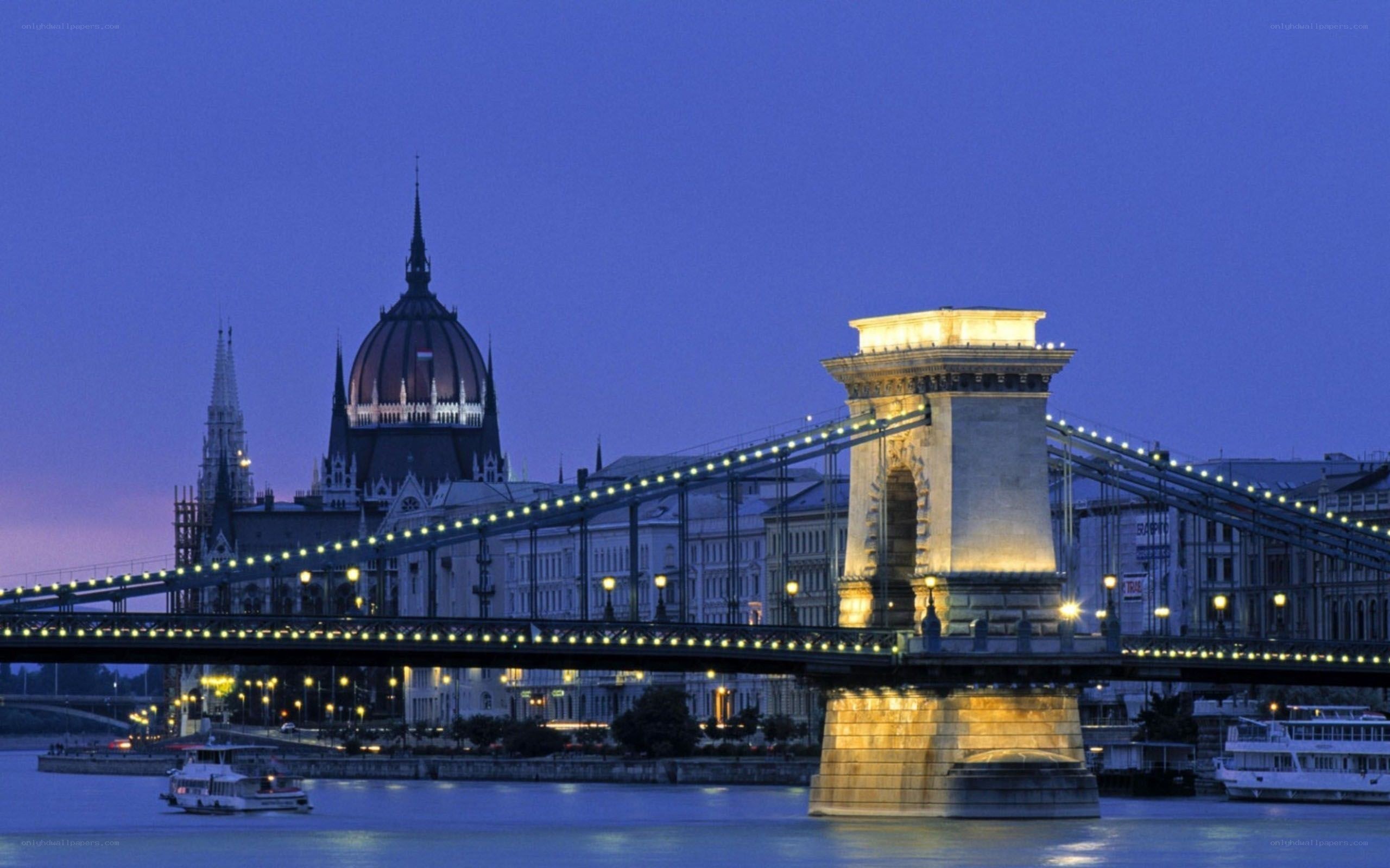 Budapest at dusk with Chain Bridge