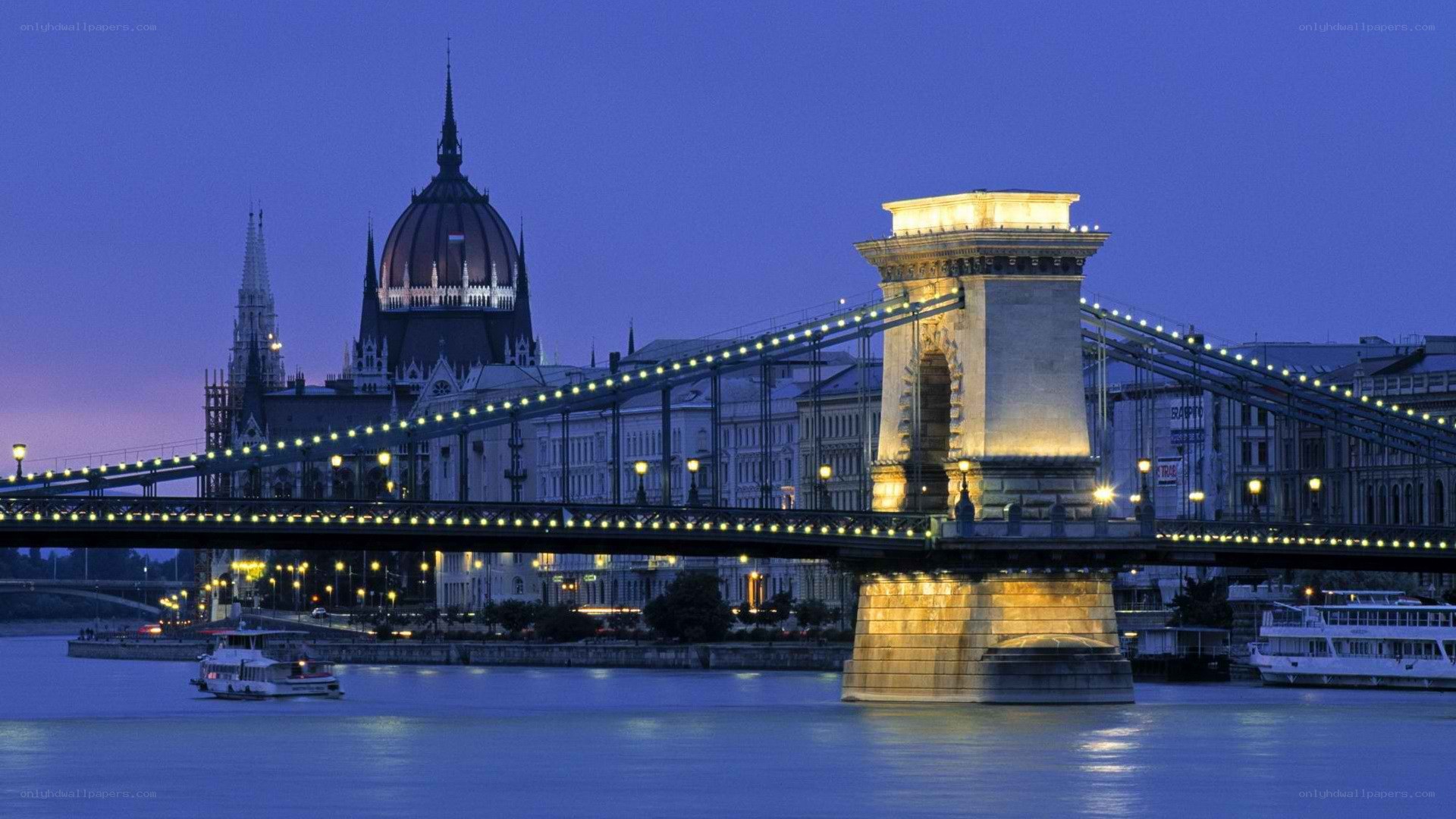 Budapest at dusk with Chain Bridge