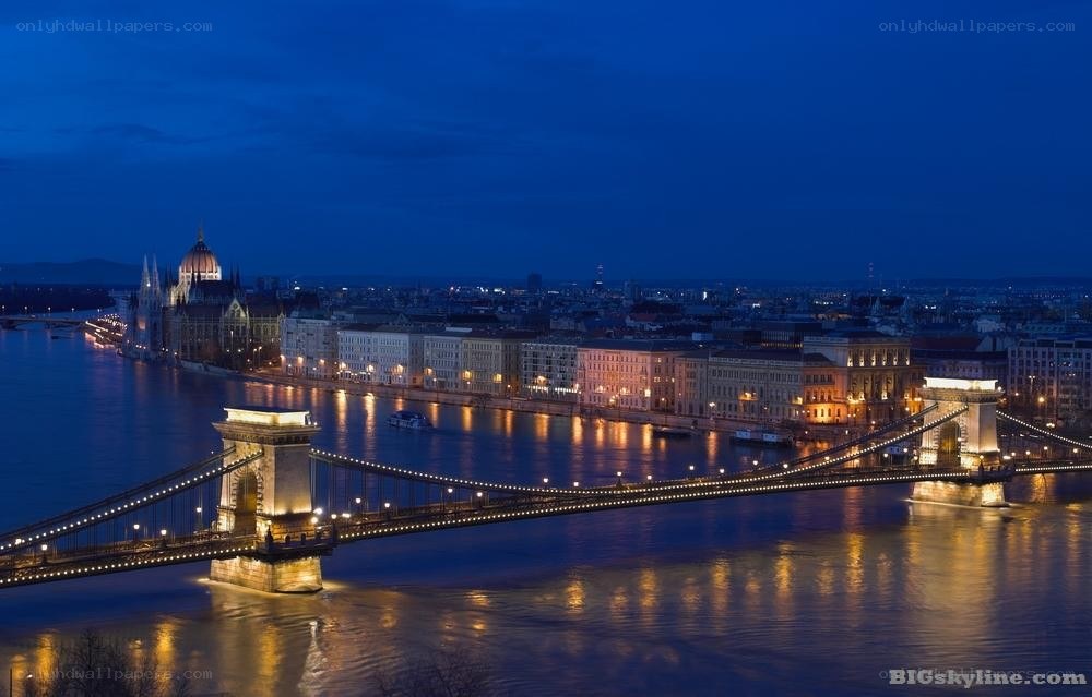 Budapest at night with Chain Bridge