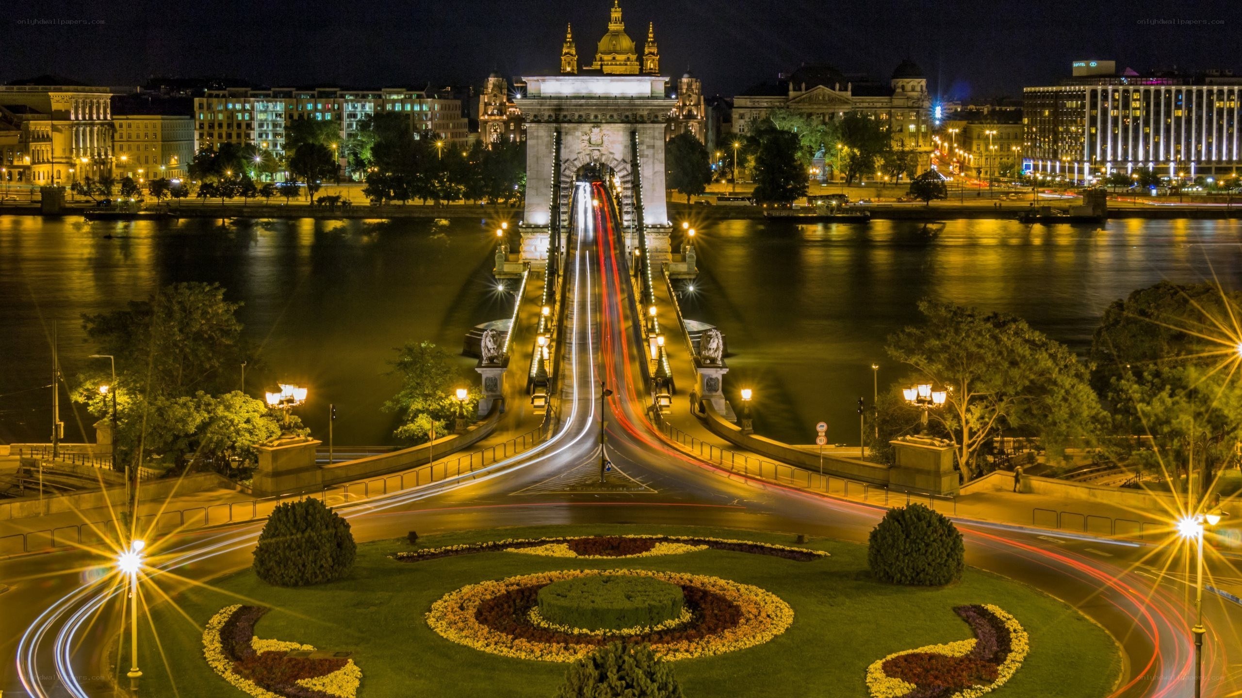 Budapest at night with Chain Bridge