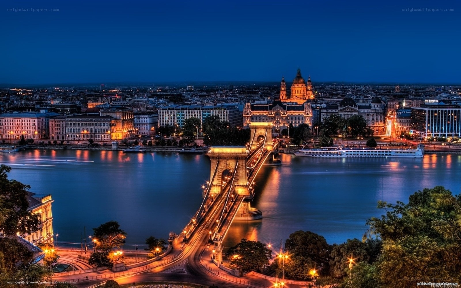 Budapest at night with Chain Bridge