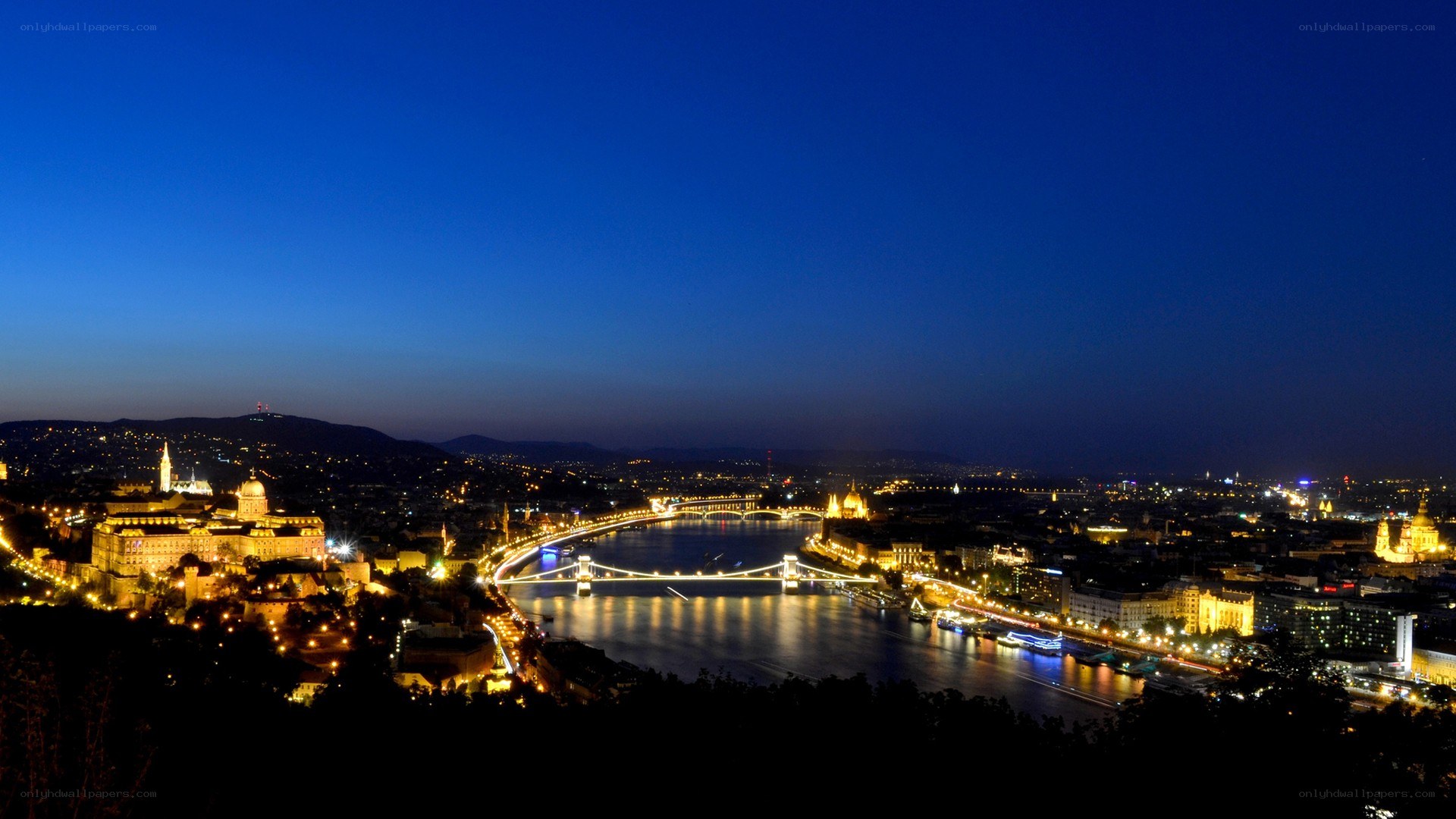 Budapest at night with Danube River