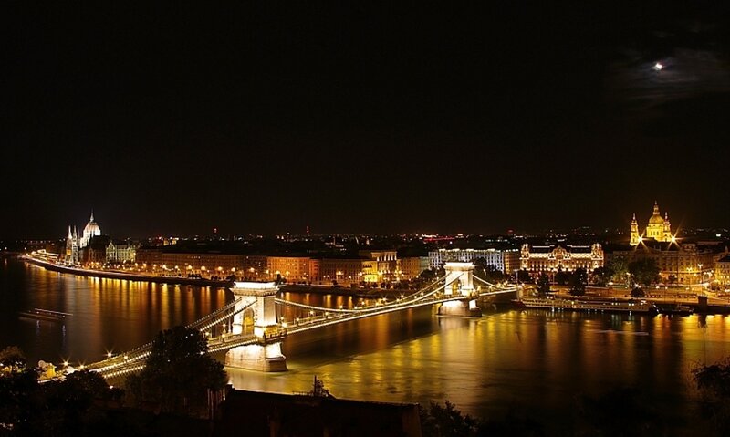 Budapest Cityscape at Night — Black, Serene