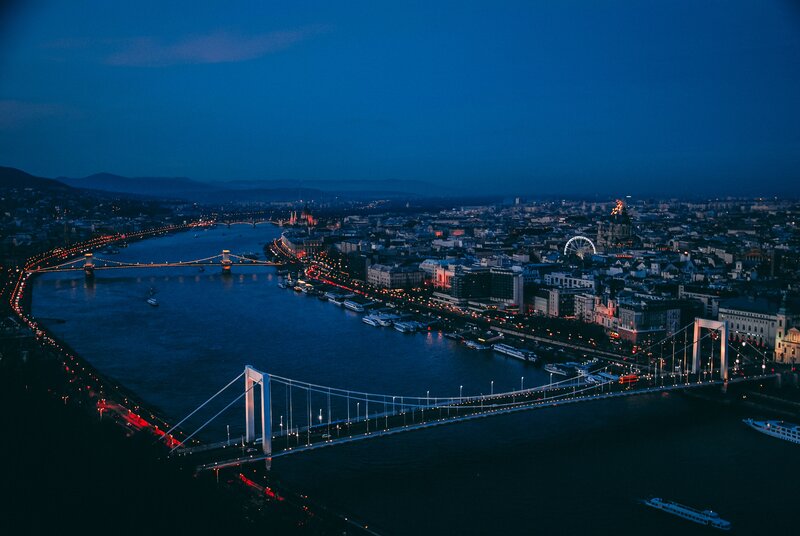 Budapest Cityscape at Night — Blue, Serene