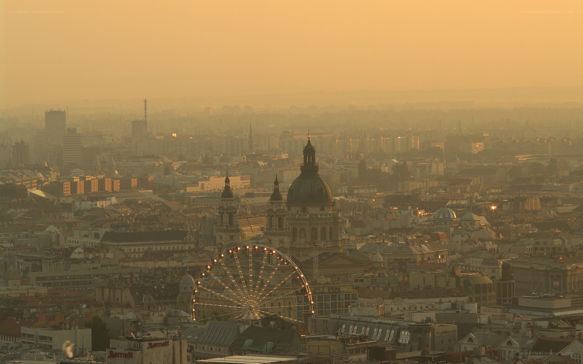 Budapest cityscape at sunset
