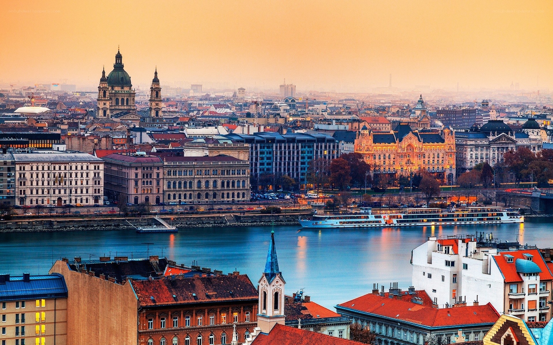 Budapest cityscape at sunset