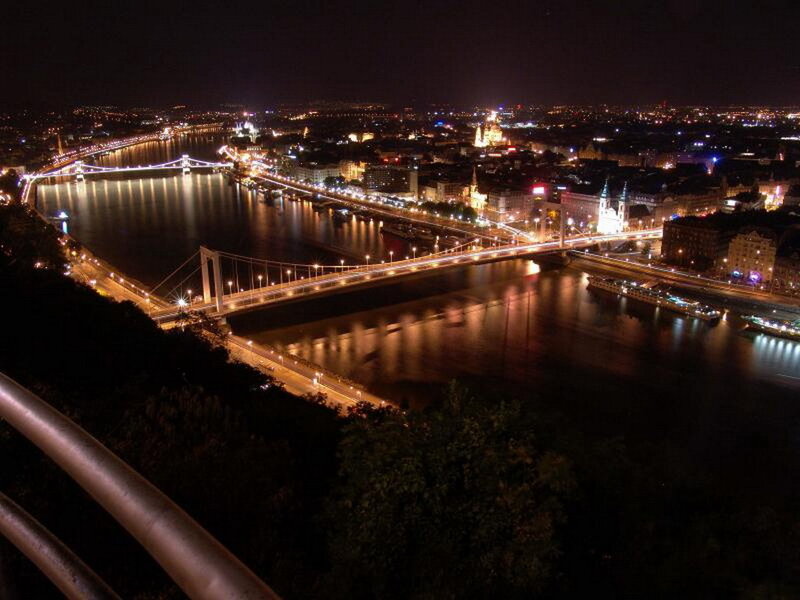 Budapest night view with bridges