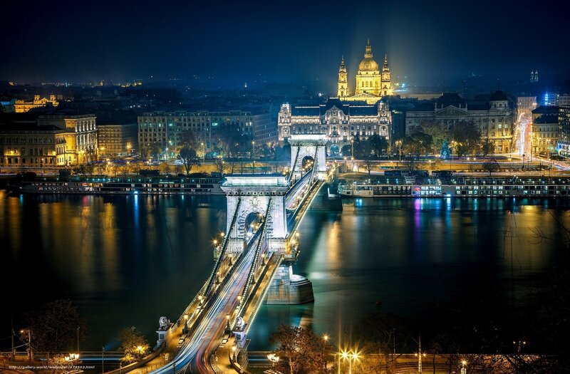 Budapest night view with Chain Bridge