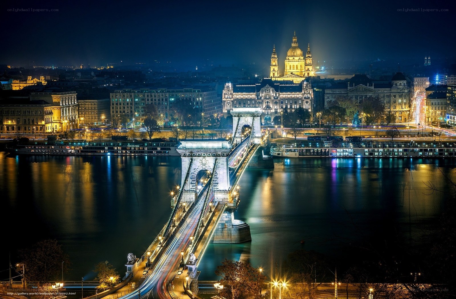 Budapest night view with Chain Bridge