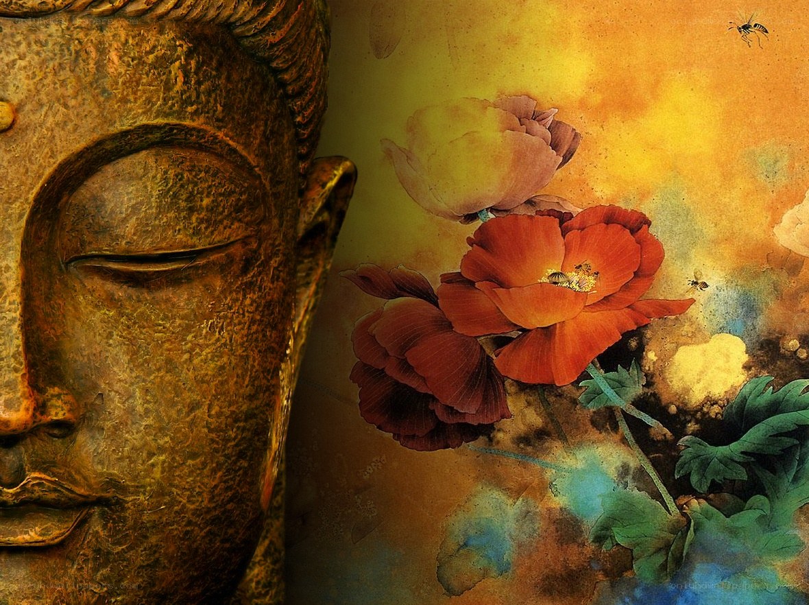 Buddha and flowers