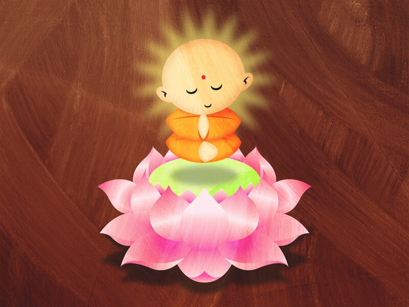 Buddha baby on lotus flower