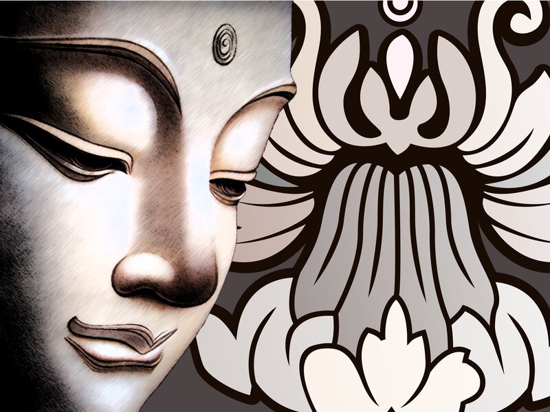 Buddha face with lotus