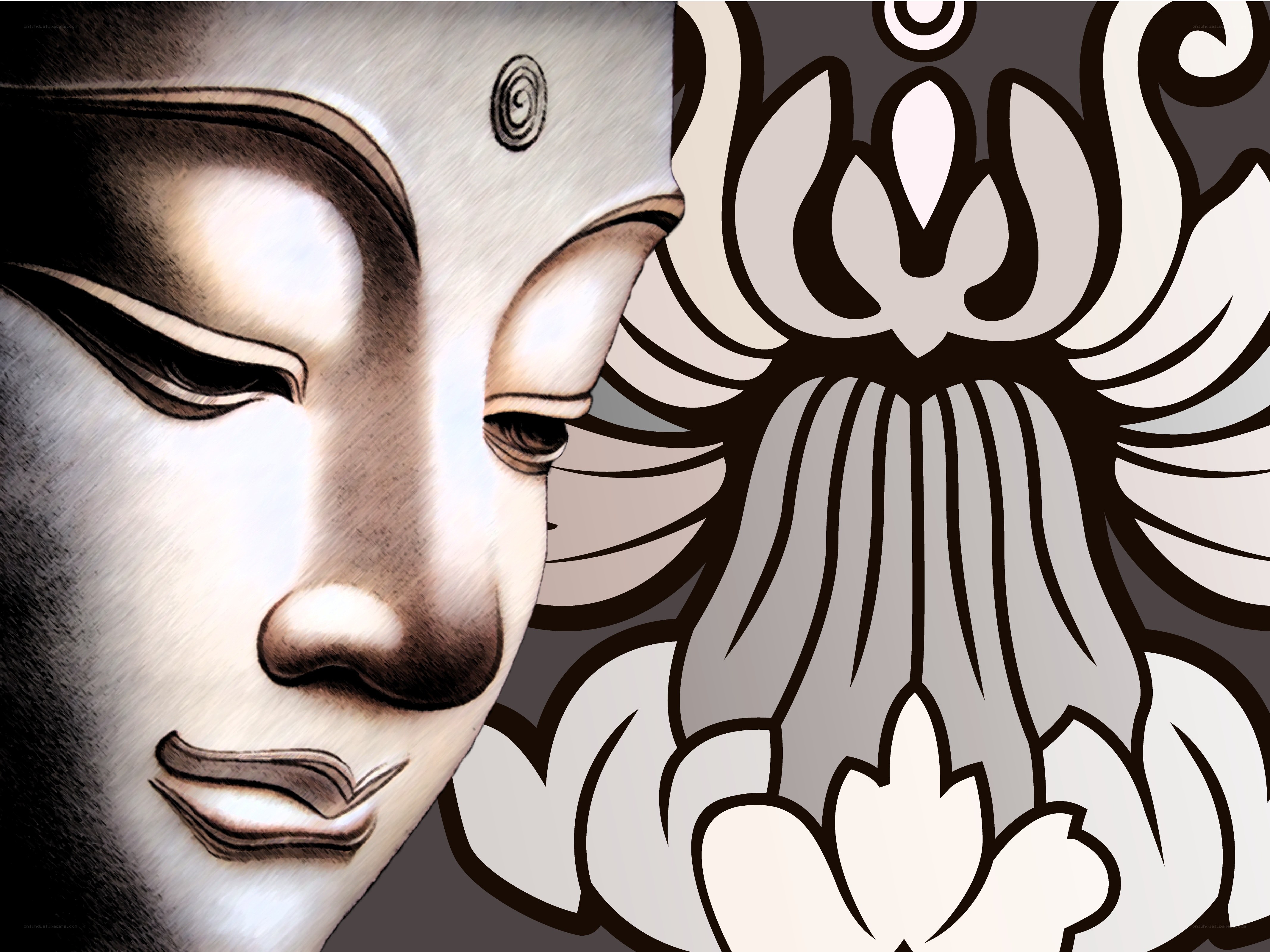 Buddha face with lotus