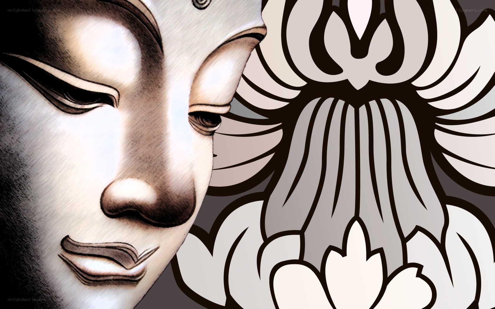 Buddha face with lotus
