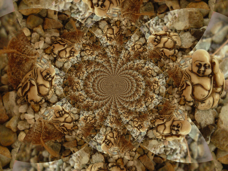 Buddha figurines in a spiral