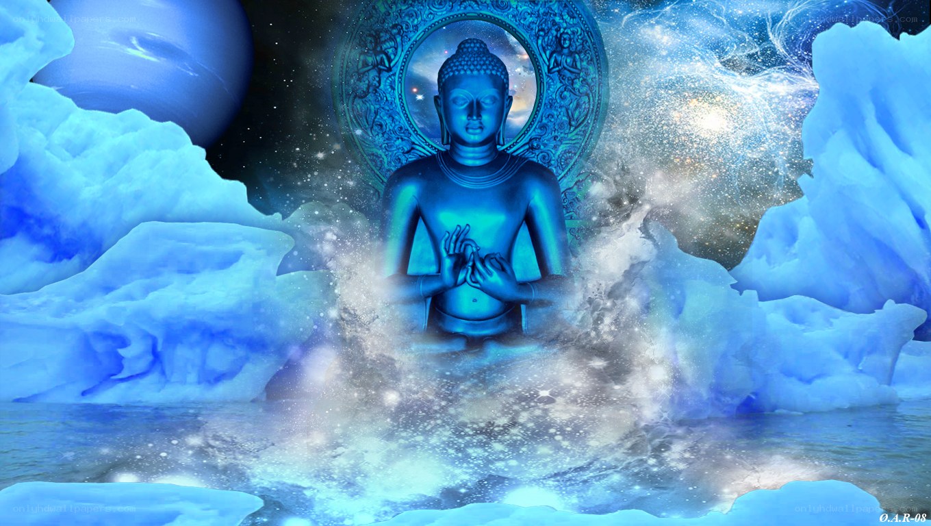 Buddha in cosmic blue