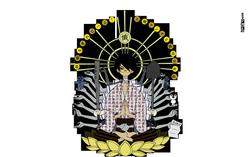 Buddha-like character with multiple arms