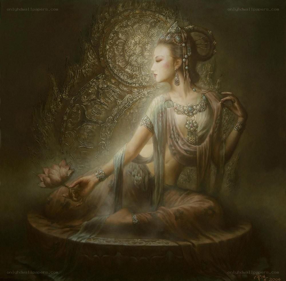 Buddha-like figure with lotus