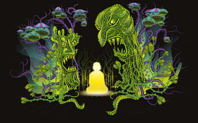 Buddha Meditating — Green